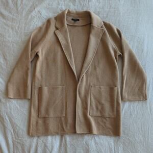 J Crew Cotton Merino Wool Blend Tan Khaki Knit Blazer Size M